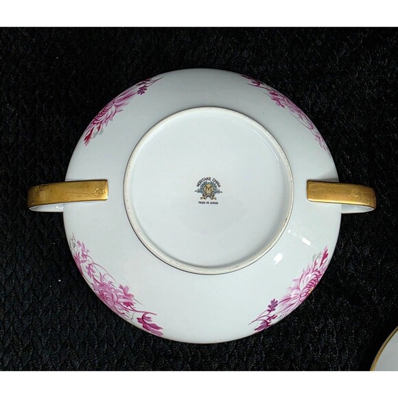 Vintage Noritake Pink Chrysanthemum Gold Trim 4 Pc Serving Set Japan 1950s-1960s - Picture 9 of 16